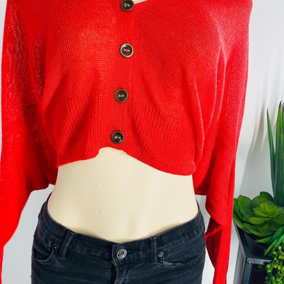 Rachel Roy  red knit crop sweater - Picture 4 of 9